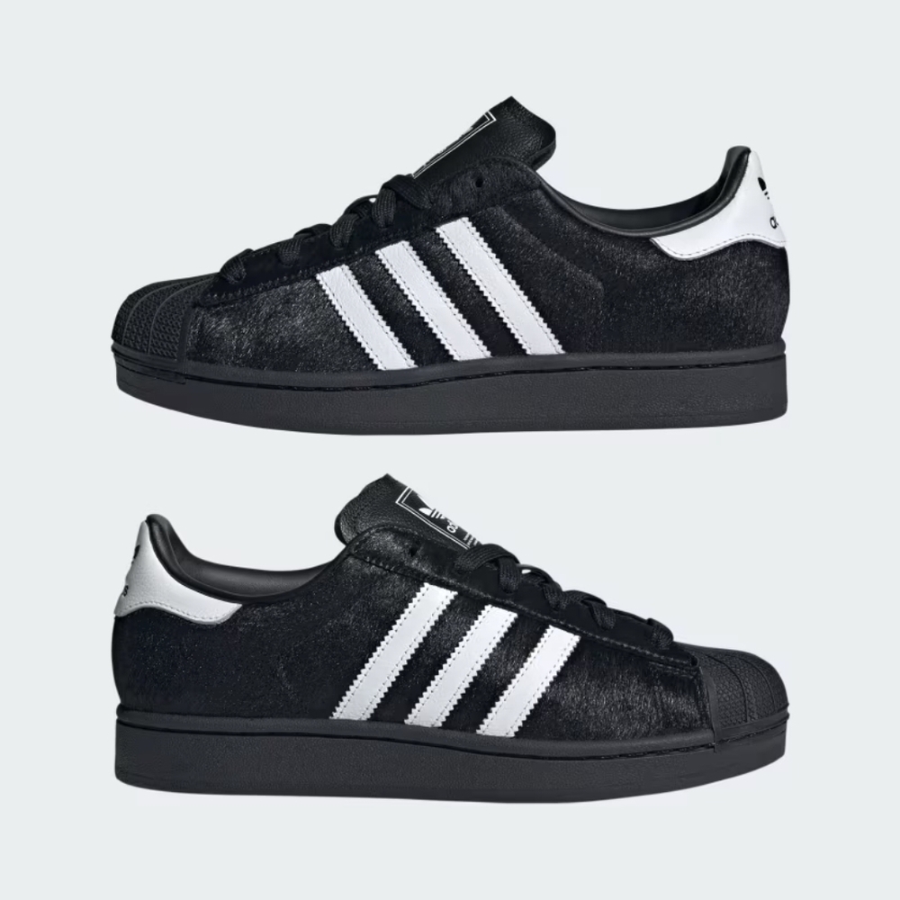 Adidas Superstar II Black Leather Pony Hair Sneakers Womens 8